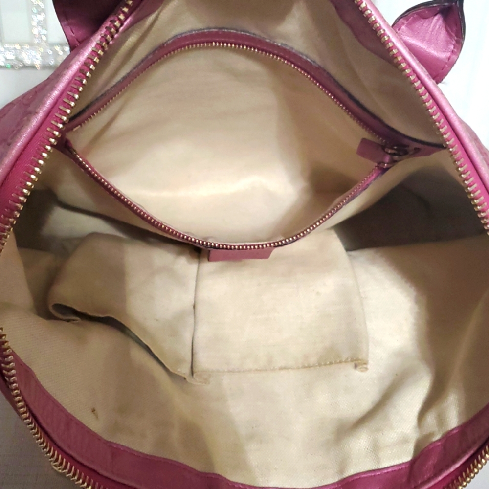 🇮🇹Gucci Guccissima Metallic Soft Heart Bit Leather Tote Bag In"Fresia Rose"💓 - Picture 16 of 17